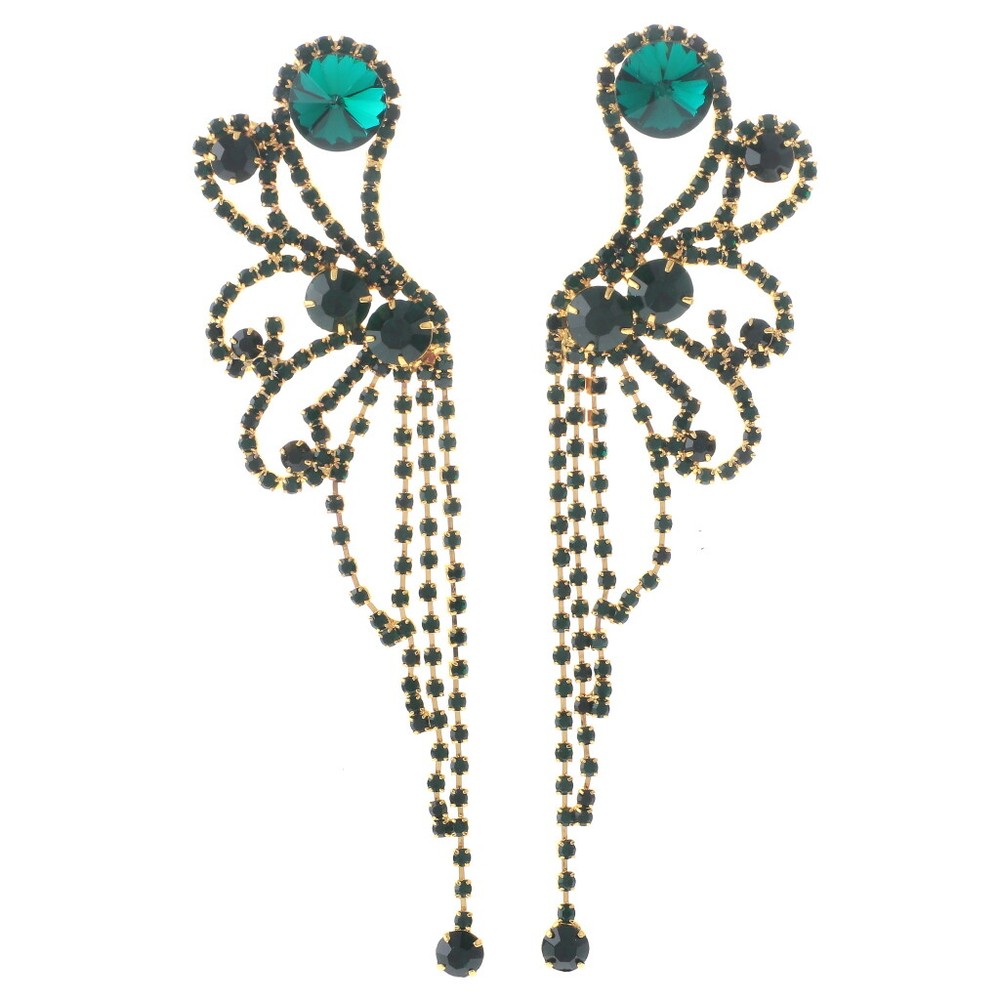 Gold Tone Metal Rhinestone Drop Post Earrings ESE8966-EME