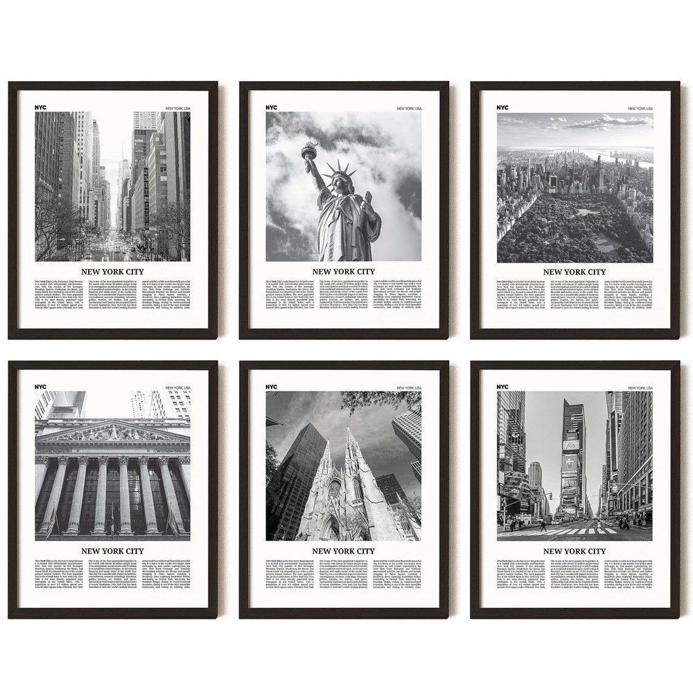 New York Poster - NYC Skyline Wall Art, New York City Art Prints, NYC Black a...
