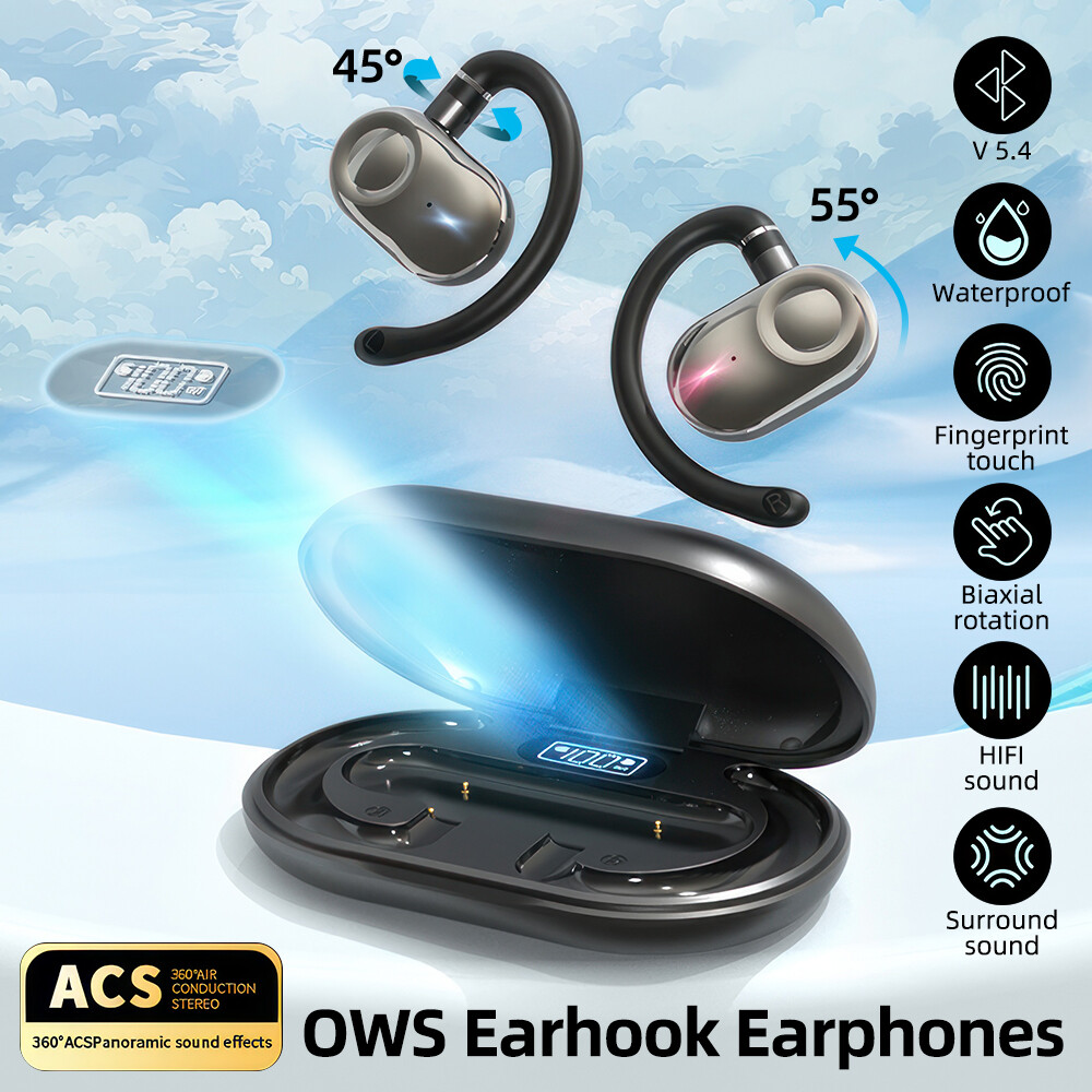 TWS Bluetooth 5.4 Headset Wireless Earphones Earbuds Stereo Headphones Ear Hook