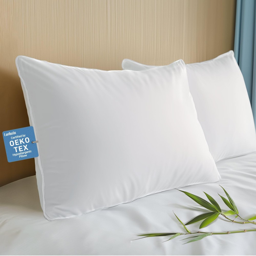 Hypoallergenic Bamboo Viscose King Size Pillow Set of 2 Soft Supportive Shell