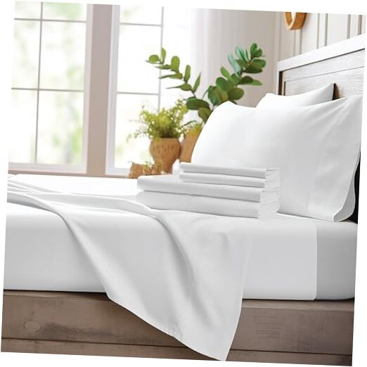 4-Piece King Size Bamboo Viscose Sheet Set in White