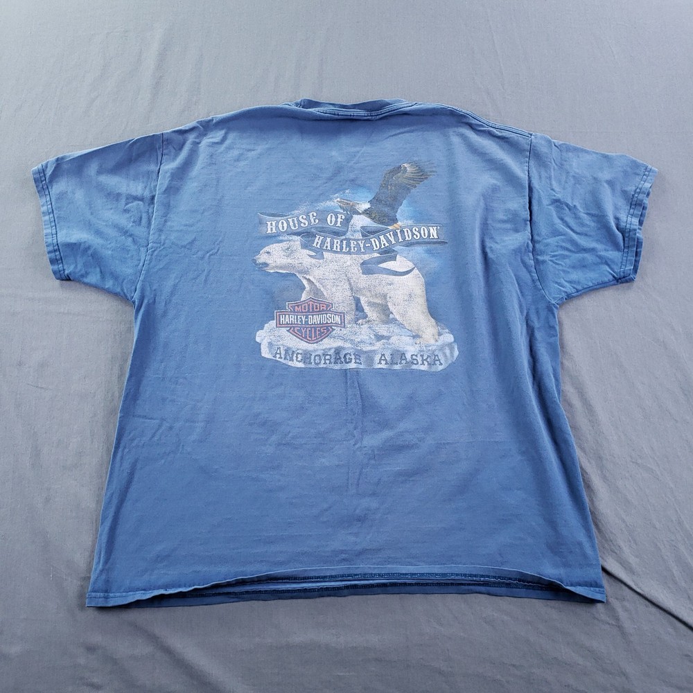 Harley Davidson Mens XL Blue Anchorage Alaska Polar Bear T-Shirt