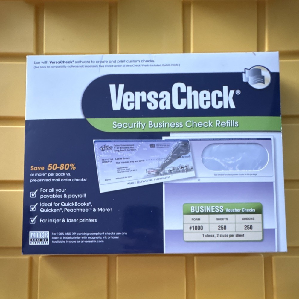 VersaCheck Security Business Voucher Checks #1000 250 Sheets 250 Checks-image