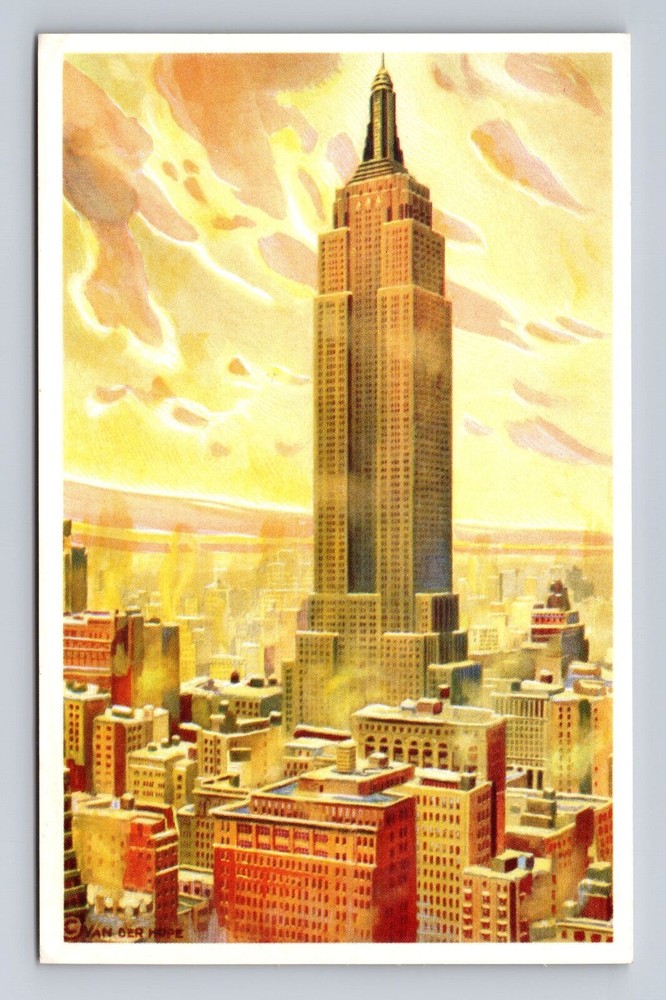 New York City Empire State Building Winter Sun Vintage Souvenir Postcard NYC Landmark Retro Travel Collectible