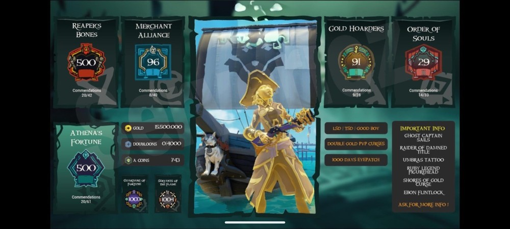 Sea of Thieves multiplayer double gold and tsd profile
