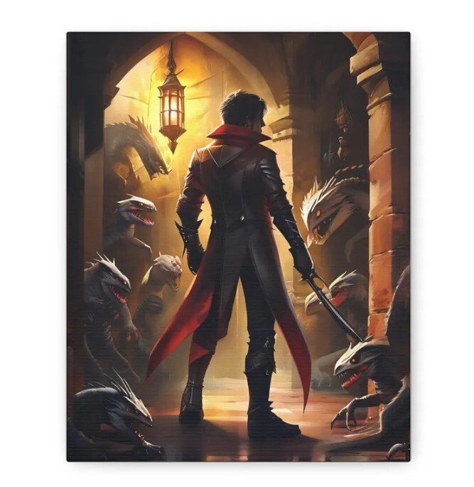 Shadowed Swordsman Fantasy Wall Art for Home Decor Lovers