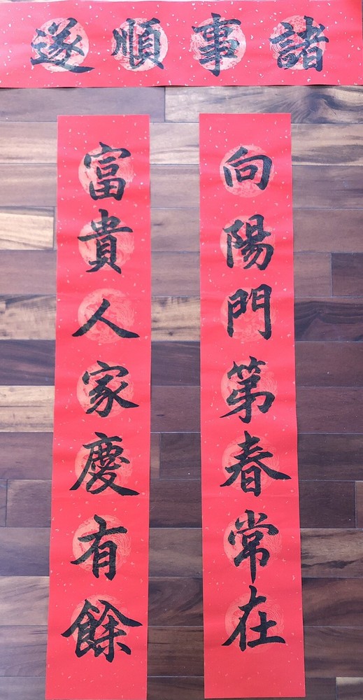 2025 Year of Snake Handwritten Set Of 3 Couplet Wall Decor蛇年3件手寫春聯.春37向陽門第富貴人家