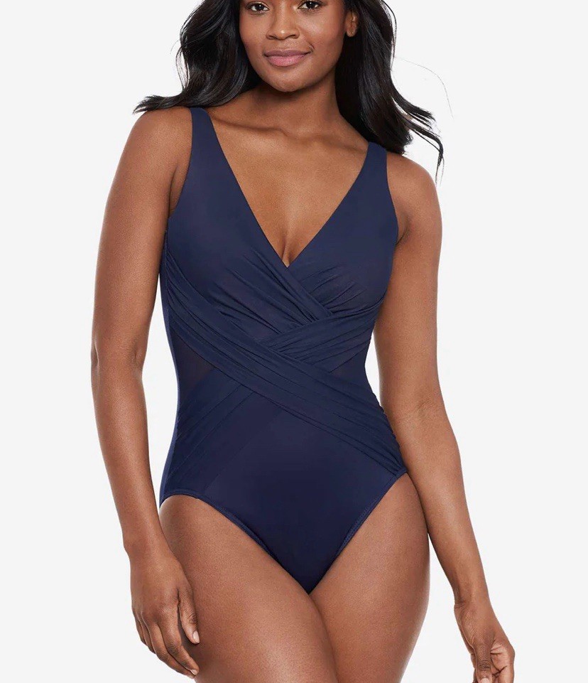 NWT MIRACLESUIT SWIMWEAR MADERO MIDNIGHT ONE PIECE 6518765DD - DD Cup Sz 10