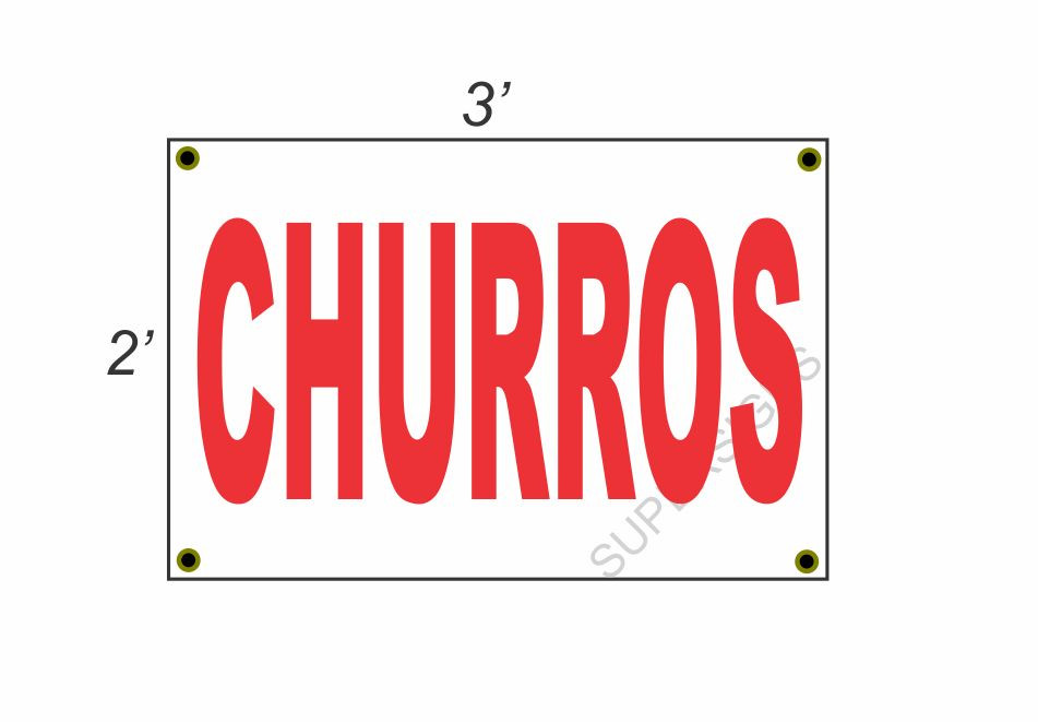 Red & White 2x3 CHURROS Banner Sign with Discounted Size & Price