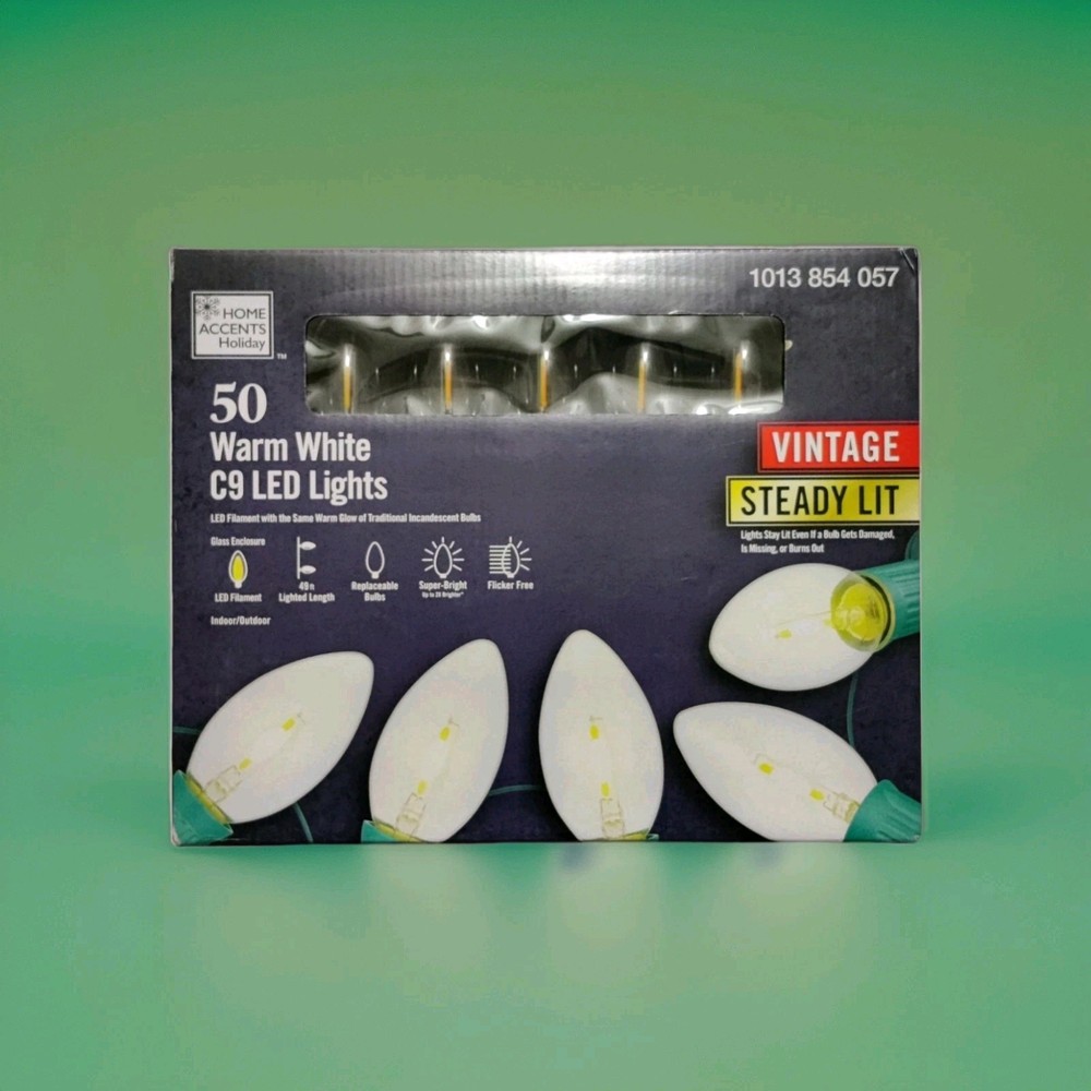 Vintage C9 LED Christmas Lights Outdoor Warm White, 49 Feet C9 String Lights ...