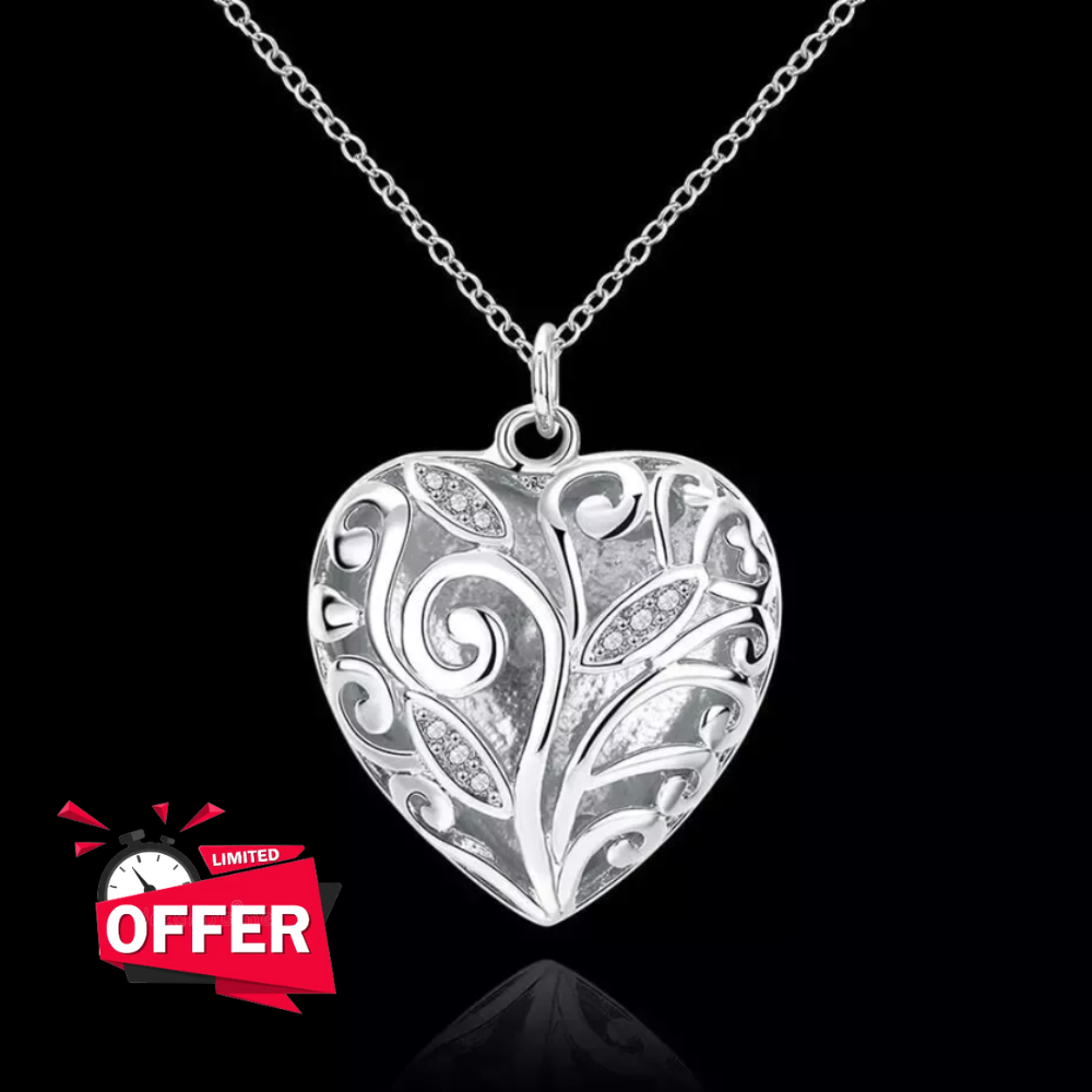 Heart Locket Necklace Women 925 Sterling Silver Love Pendant Necklace Jewelry UK