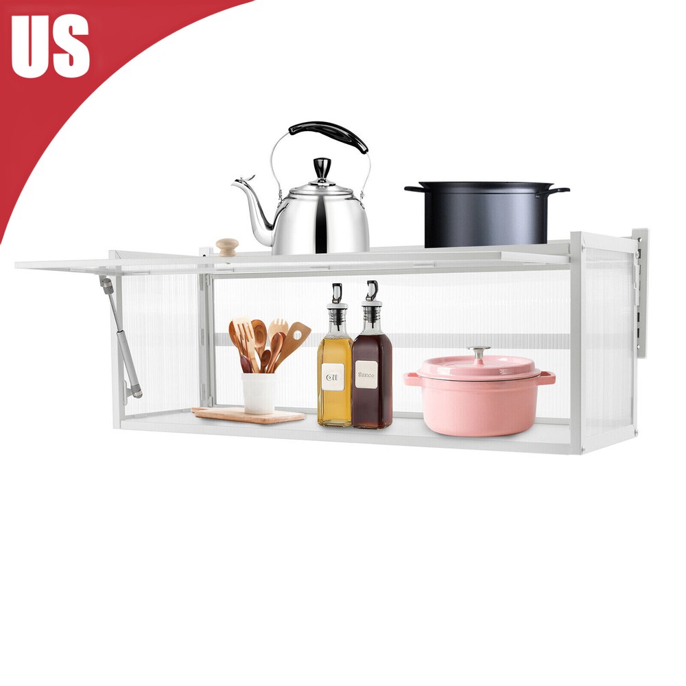 25kg Wall-Mount Flip-Up Storage Cabinet for Home Kitchen Organization