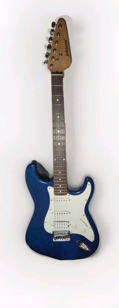 Vintage Johnson by AXL Blue Electric Guitar With Cable & Gig Bag