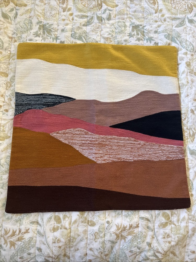 NWT WEST ELM Desert Sunset Crewel Landscape Pillow Cover 20