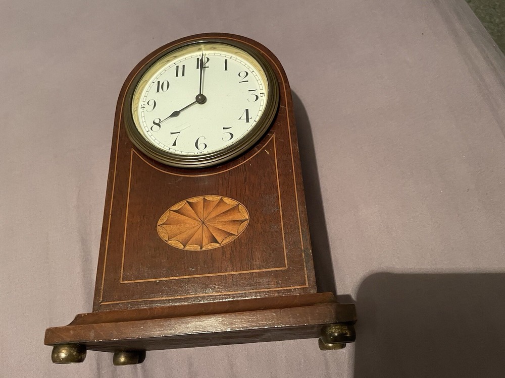 Edwardian Mantel Clock with Marquetry Inlay