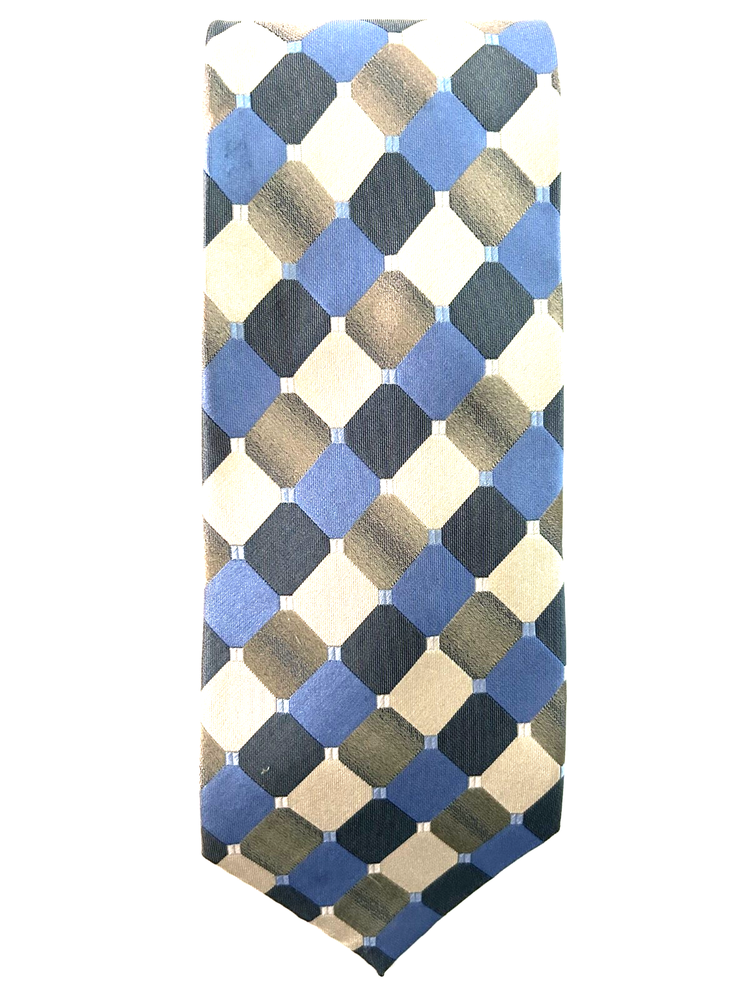 Van Heusen Blue Gold 100% Silk Handmade Mens Necktie