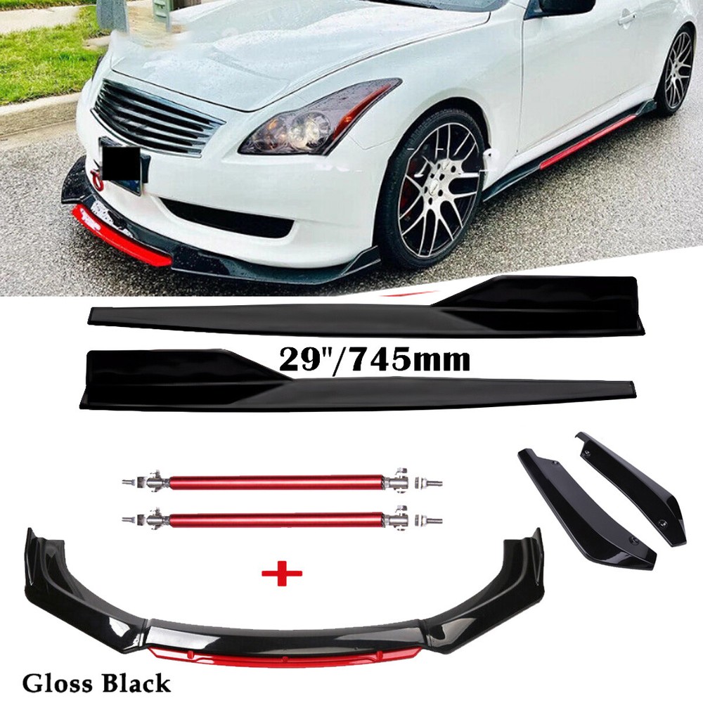Front Bumper Lip Spoiler Splitter Rear Lip Side Skirt For Infiniti G37 Sedan