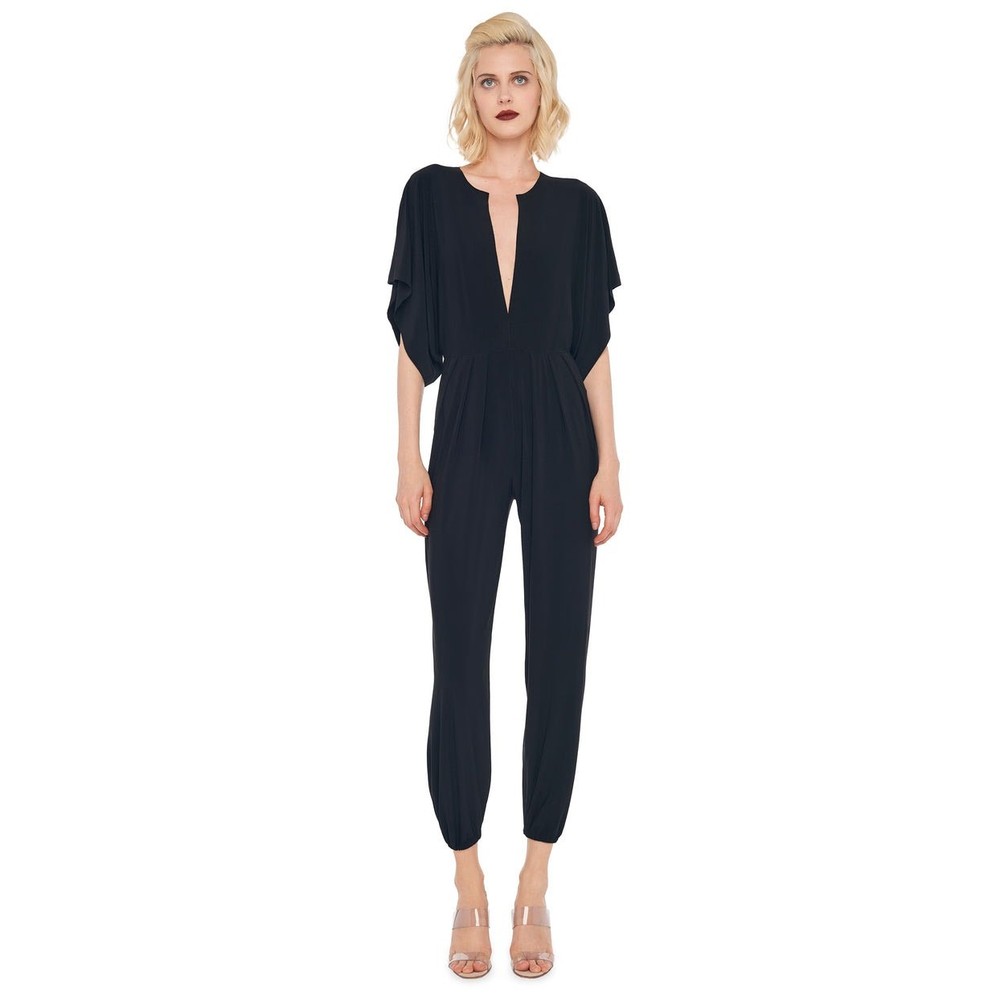 Norma Kamali Rectangle Jog Jumpsuit Black Stretch Poly Jersey Small Whimsigoth