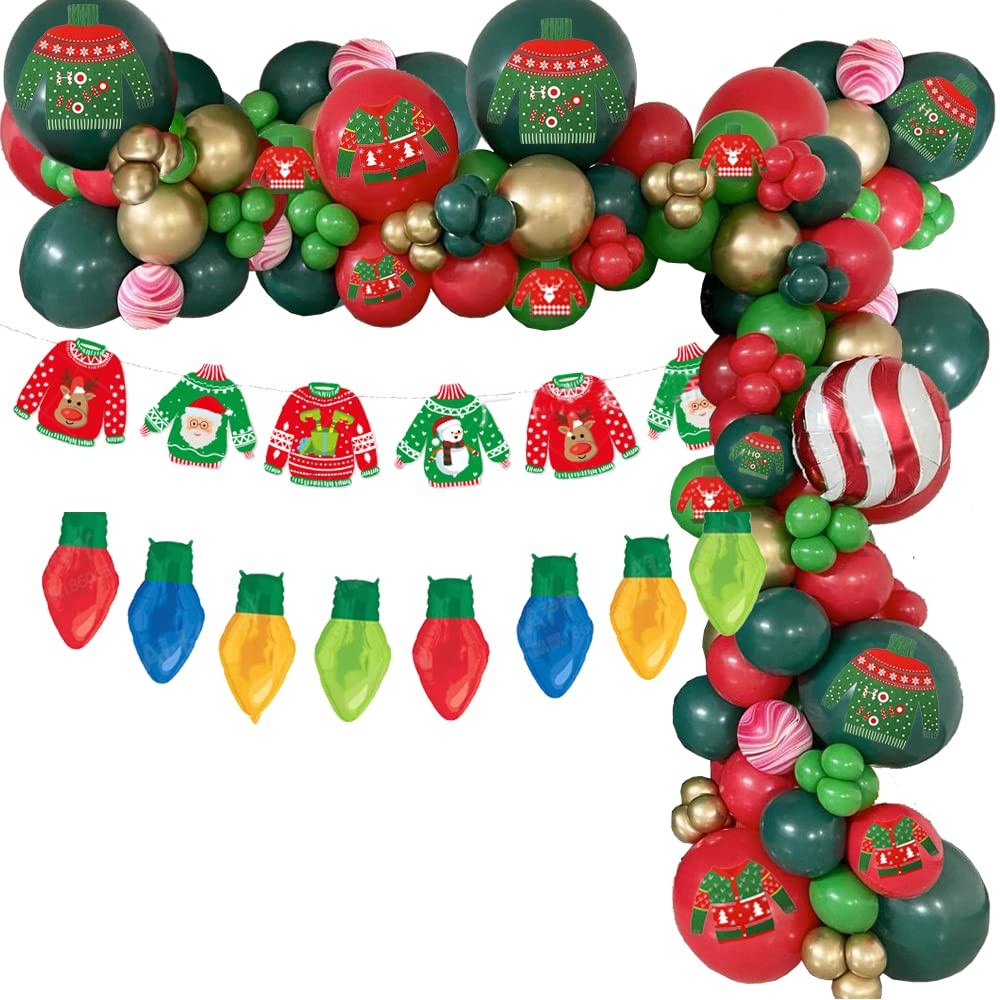 Christmas Ugly Sweater Party Decoration Balloon Garland Set - Foil and Latex ...