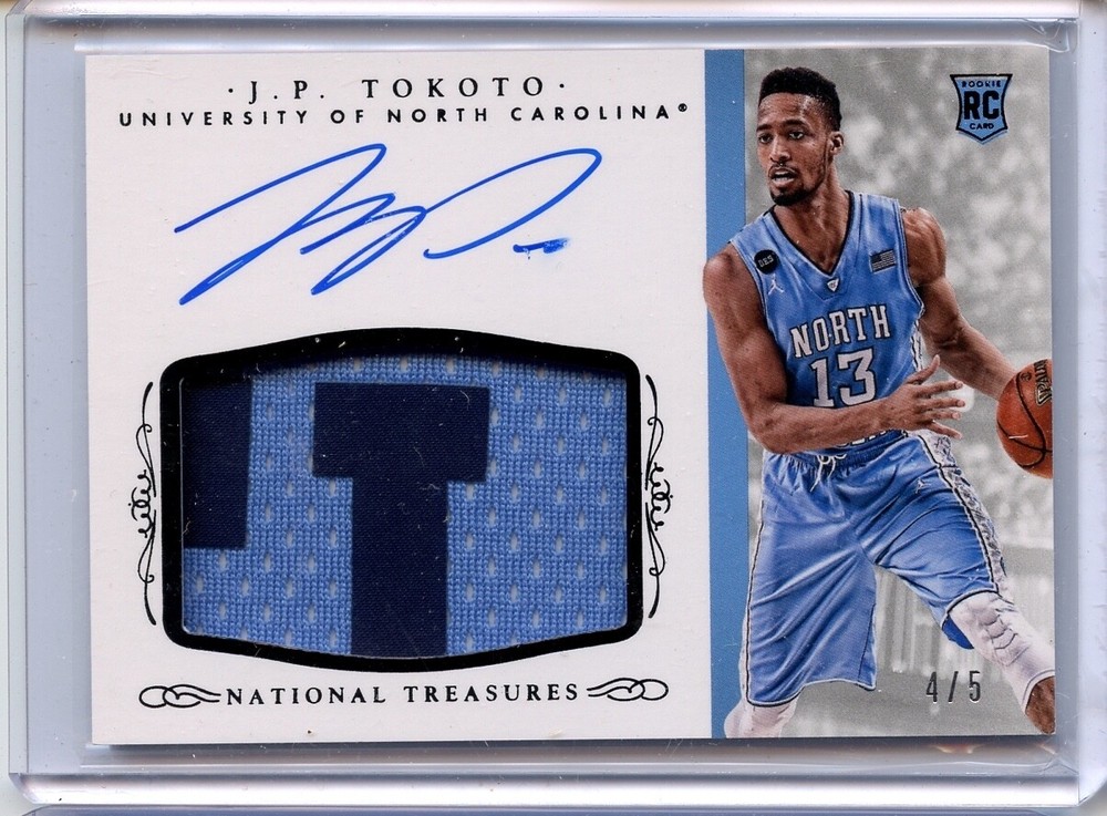 Ultra Rare 2015 Panini National Treasures J.P. Tokoto RPA Patch Auto RC 4/5 UNC Tar Heels