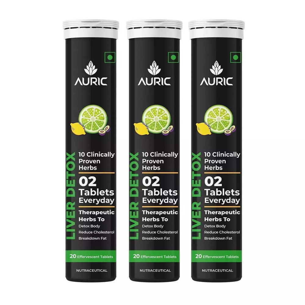 Auric Liver Detox Effervescent Tablets 20ct Pack of 3 Boost Health