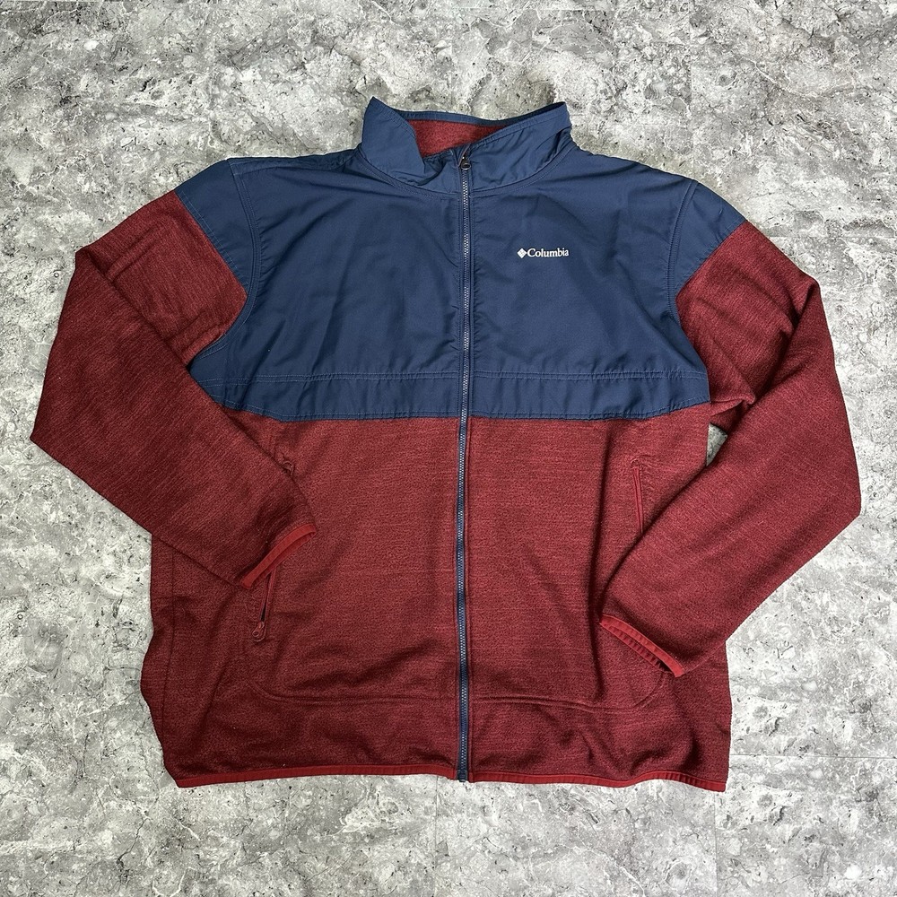 Columbia Men's XXL 2-Tone Blue & Maroon Full Zip Fleece Shacket