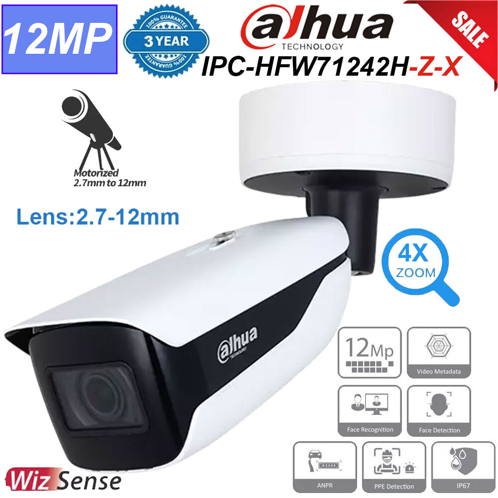 Dahua 12MP 4x Zoom IP Camera with ANPR Face Recognition IR60m IVS  