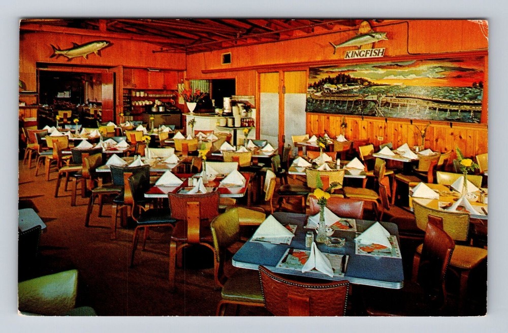 St Petersburg FL Kingfish Over Water Johns Pass Vintage Postcard