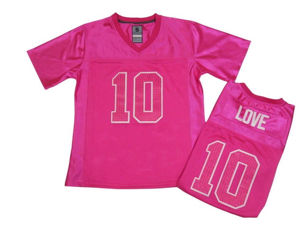 Jordan Love #10 Green Bay Football Team Women's Custom Bling Pink Jersey