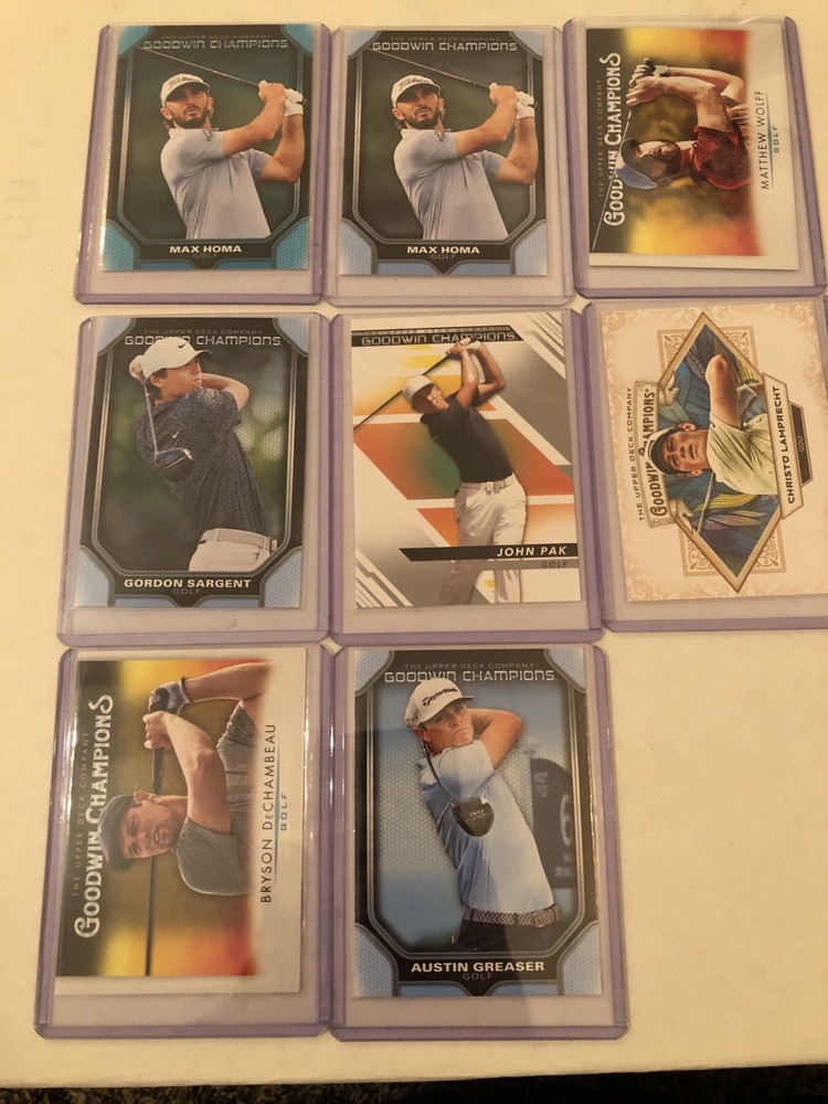 Lot of 8 Men’s Golf Cards Goodwin Champions Upper Deck PGA Max Homa Wolff Pak