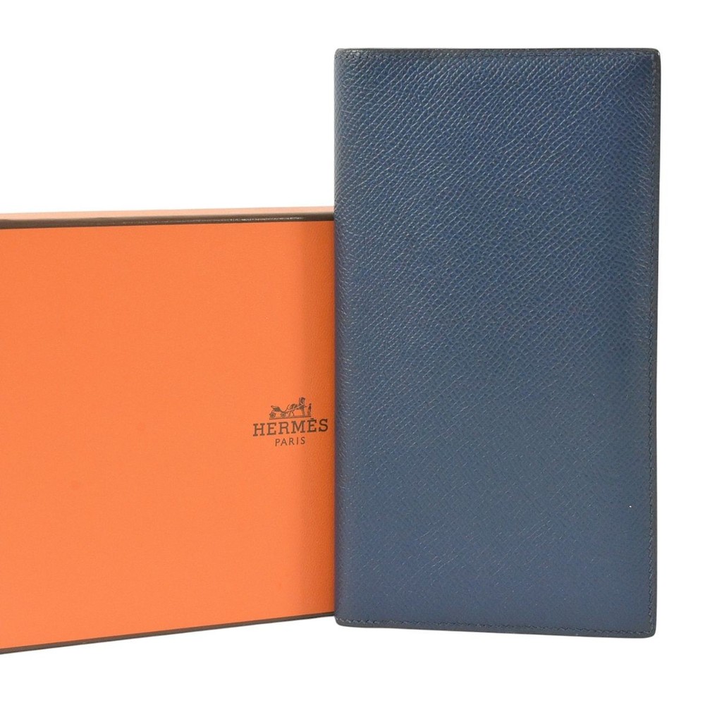 HERMES MC2 Fleming Verso Men's Long Wallet Navy Brand New