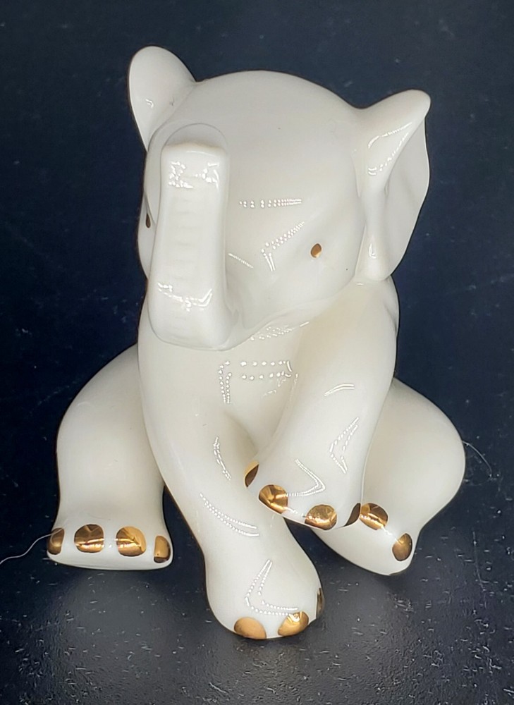 Lenox Elephant Figurine - Ivory with Gold Trim 3”