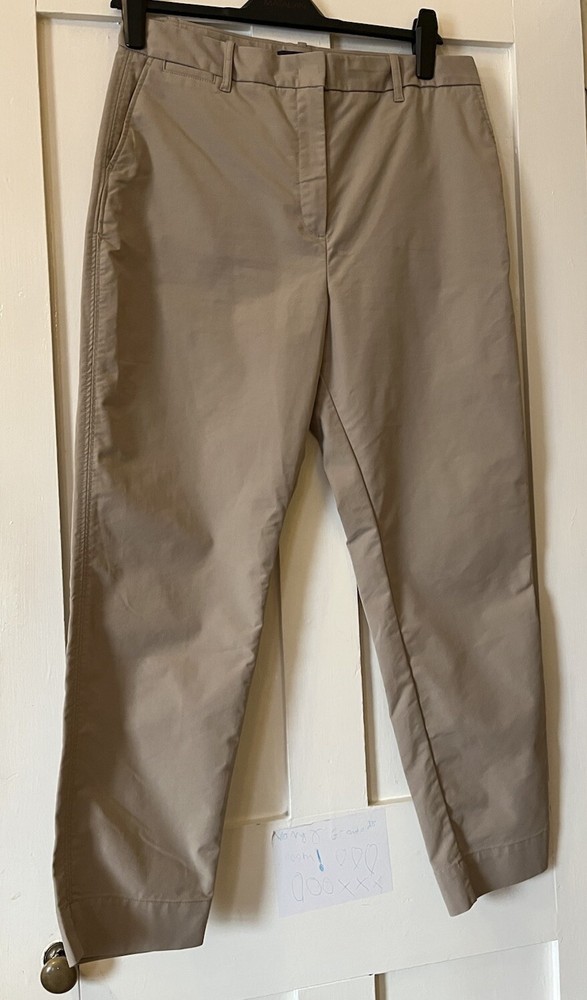 New M&S Collection Coffee Canvas high Rise Tapered Chino Jeans UK14 L28