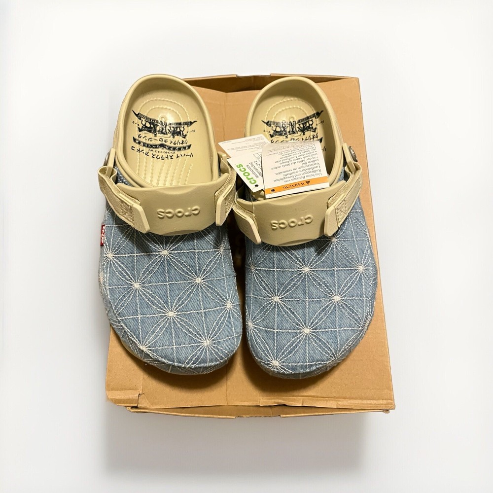Levi's x Crocs Classic All-Terrain Clog Sashiko Light Wash 208917-2Y2 BRAND NEW