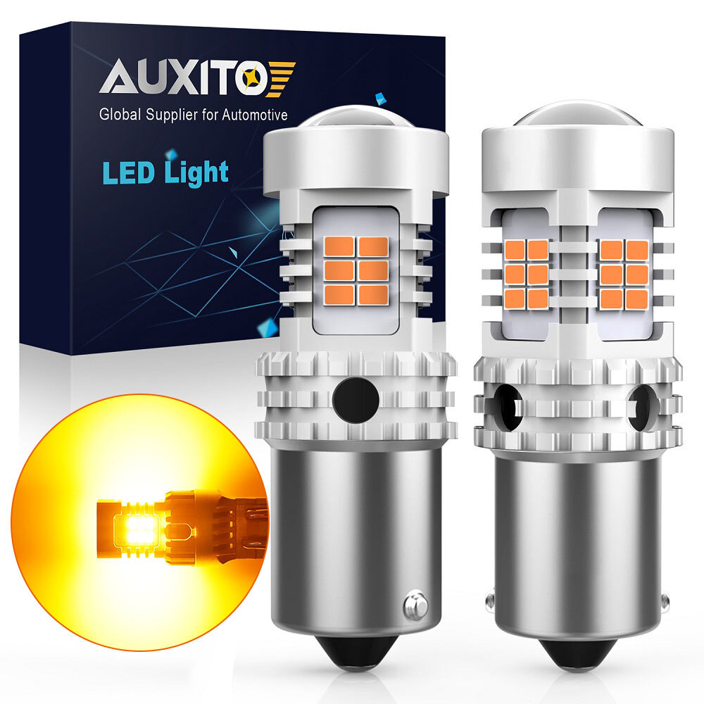 AUXITO 1156 BA15S Amber 7506 CANBUS Rear Turn Signal LED Light Lamps Ficker-Free