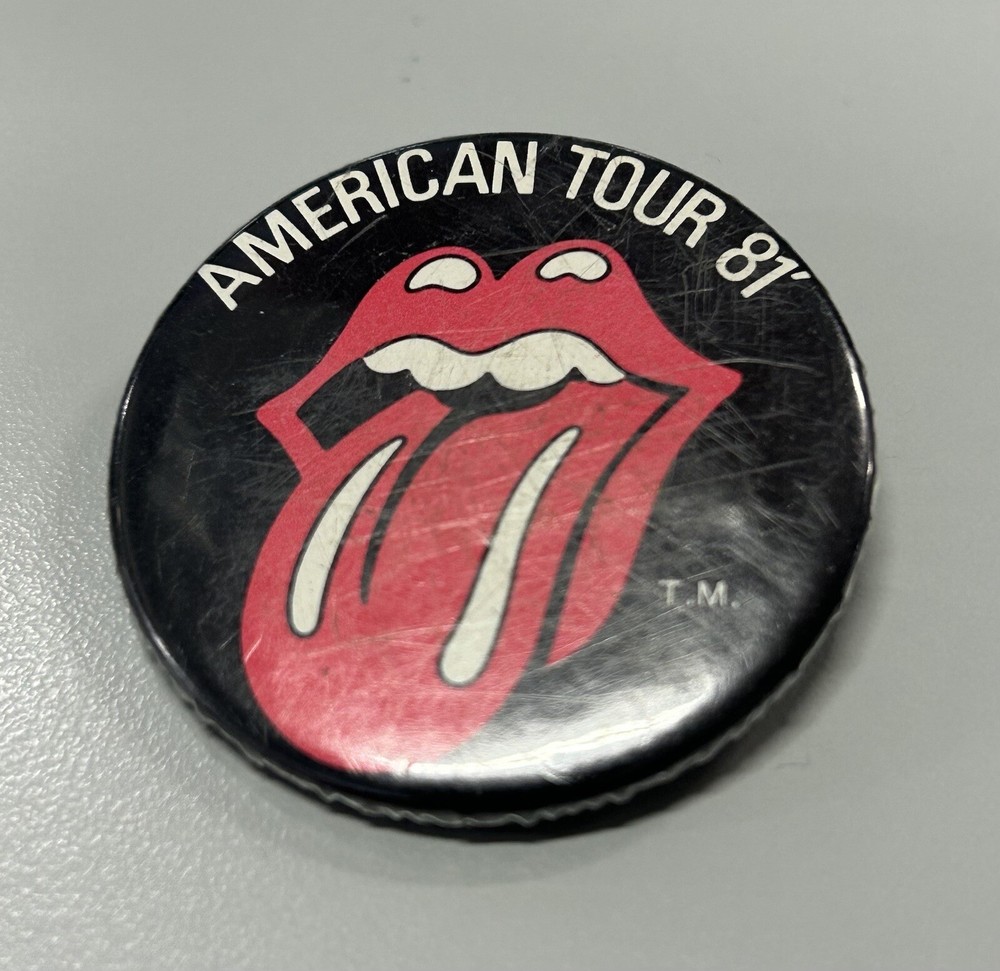 Vintage Rolling Stones American Tour 81 Pinback Button Pin - LA Coliseum