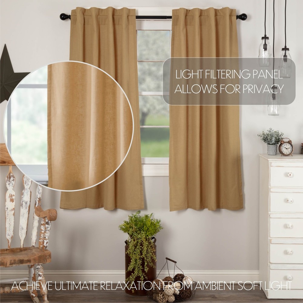 Simple Life Flax Short Panel Set 63x36 in Natural Linen