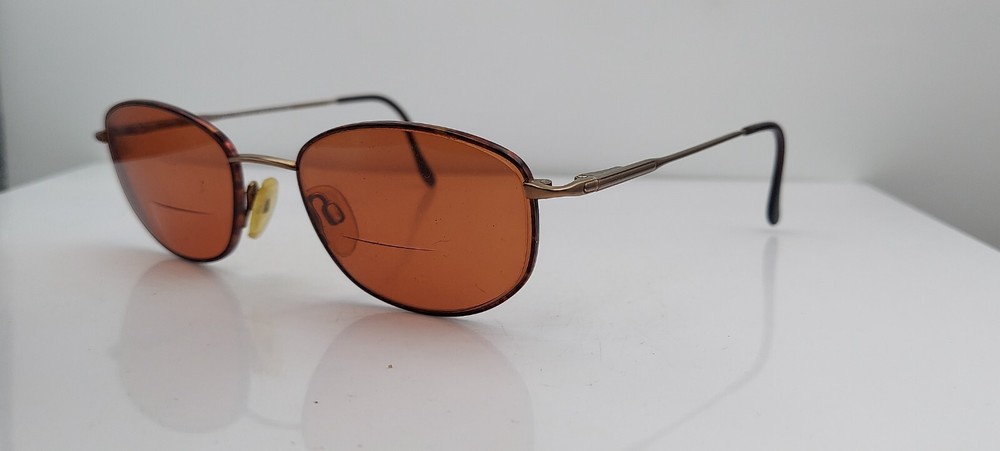 Vintage Luxottica 1034 Brown Oval Metal Sunglass Frames Made in Italy