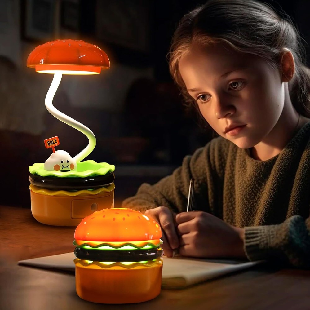 Rechargeable hamburger lamp with pencil sharpener lamp for kids room lamp