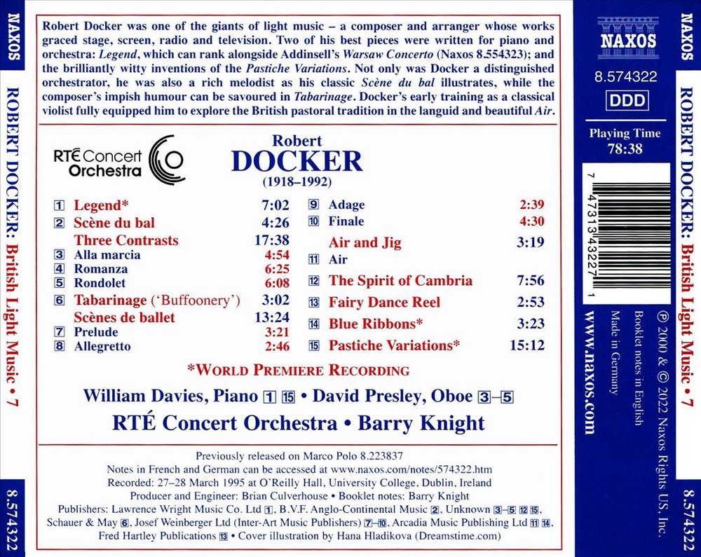 RTÉ CONCERT ORCHESTRA / BARRY KNIGHT ROBERT DOCKER: THREE CONTRASTS; SCÈNES DE B