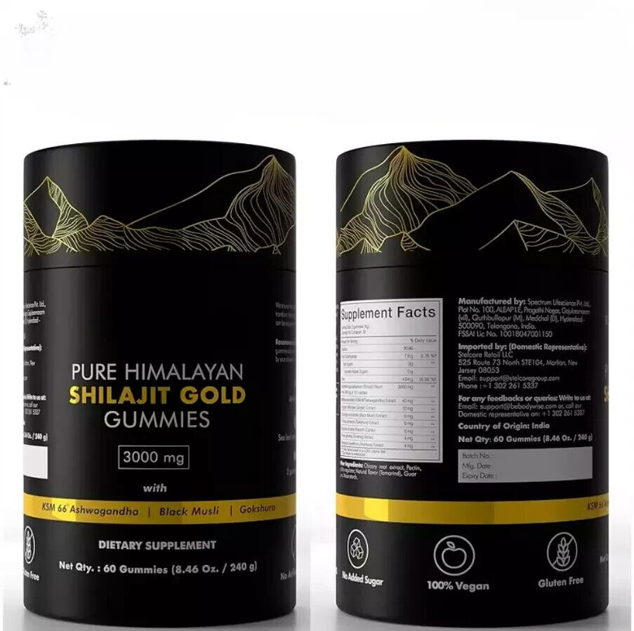 Pure Himalayan Shilajit Gummies Immune Support with Ashwagandha,Chaga Mushroom