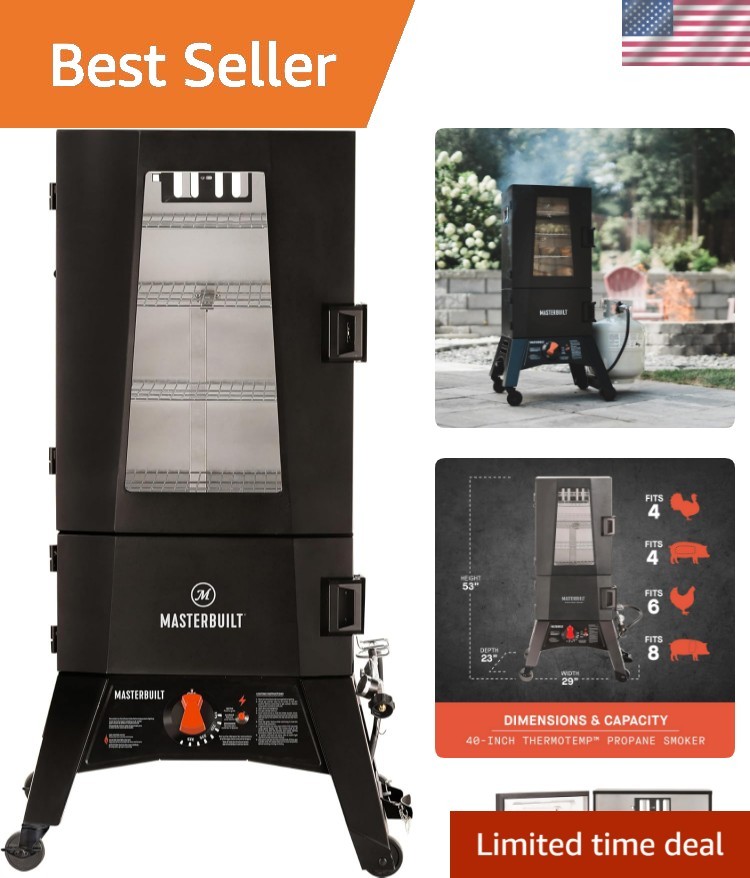 40-Inch ThermoTemp Vertical Smoker - Spacious 960 Cooking Area & Woodchip Tray