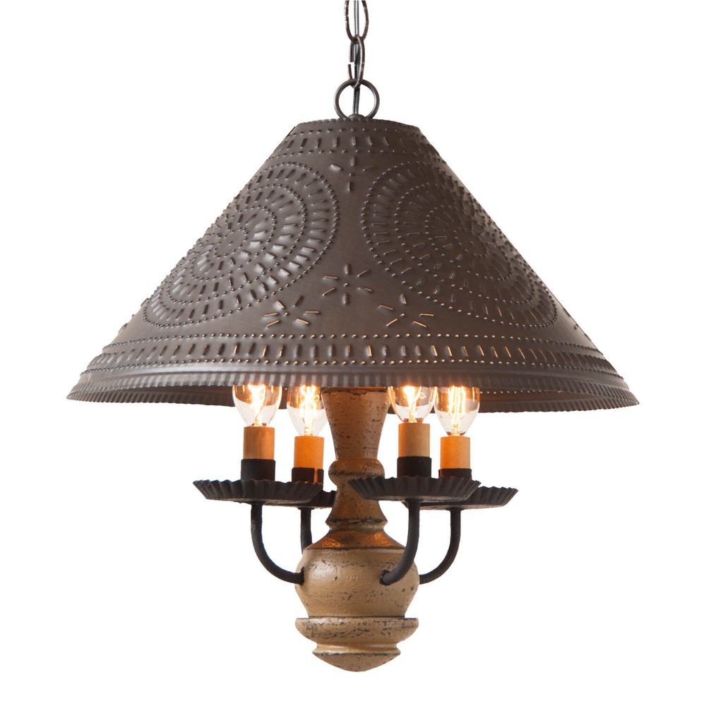 Wooden Homespun Shade Light in Warm Pearwood Finish