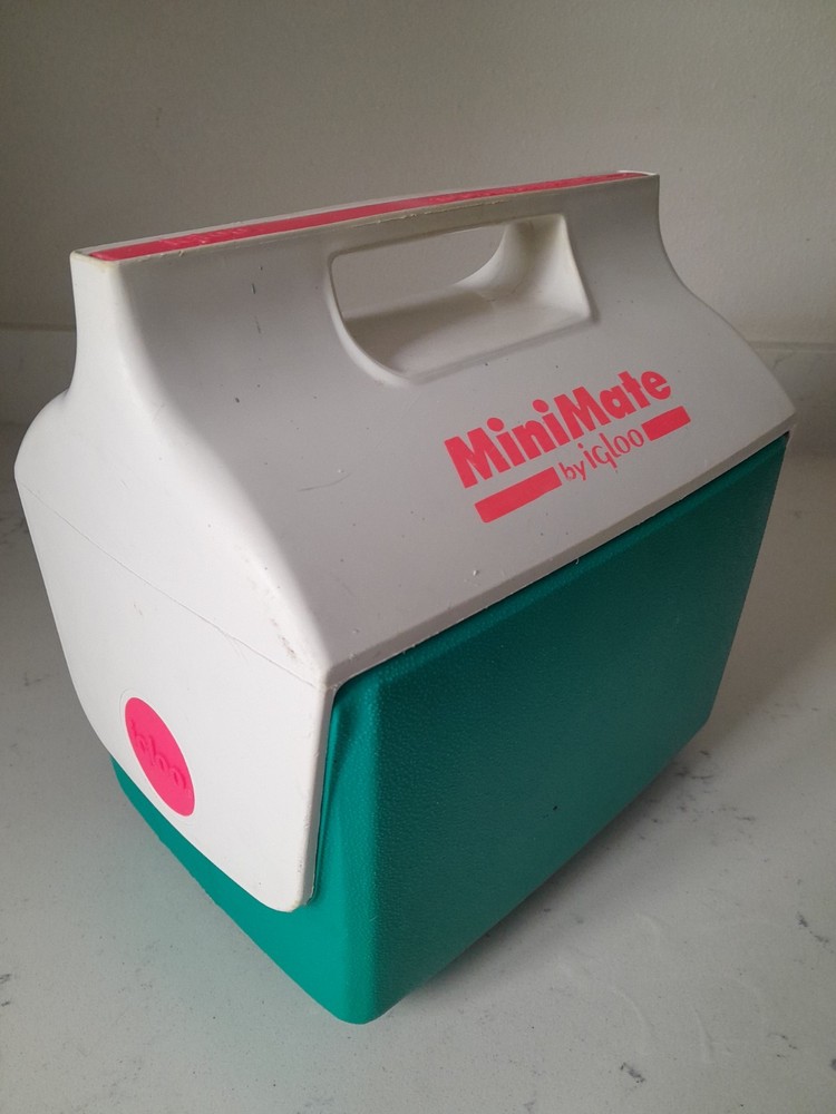 Vintage 1992 Igloo Mini Mate 6 Pack Cooler Holds Six Cans Teal & Hot Pink EUC