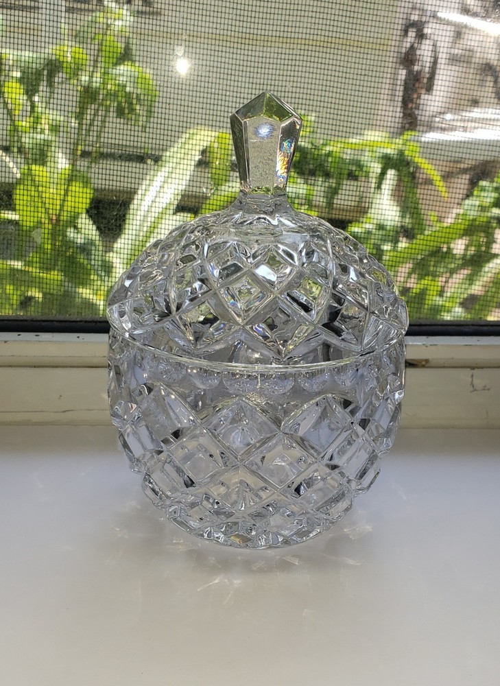 Vintage E&R Golden Crown Covered Dish in Genuine Lead Crystal