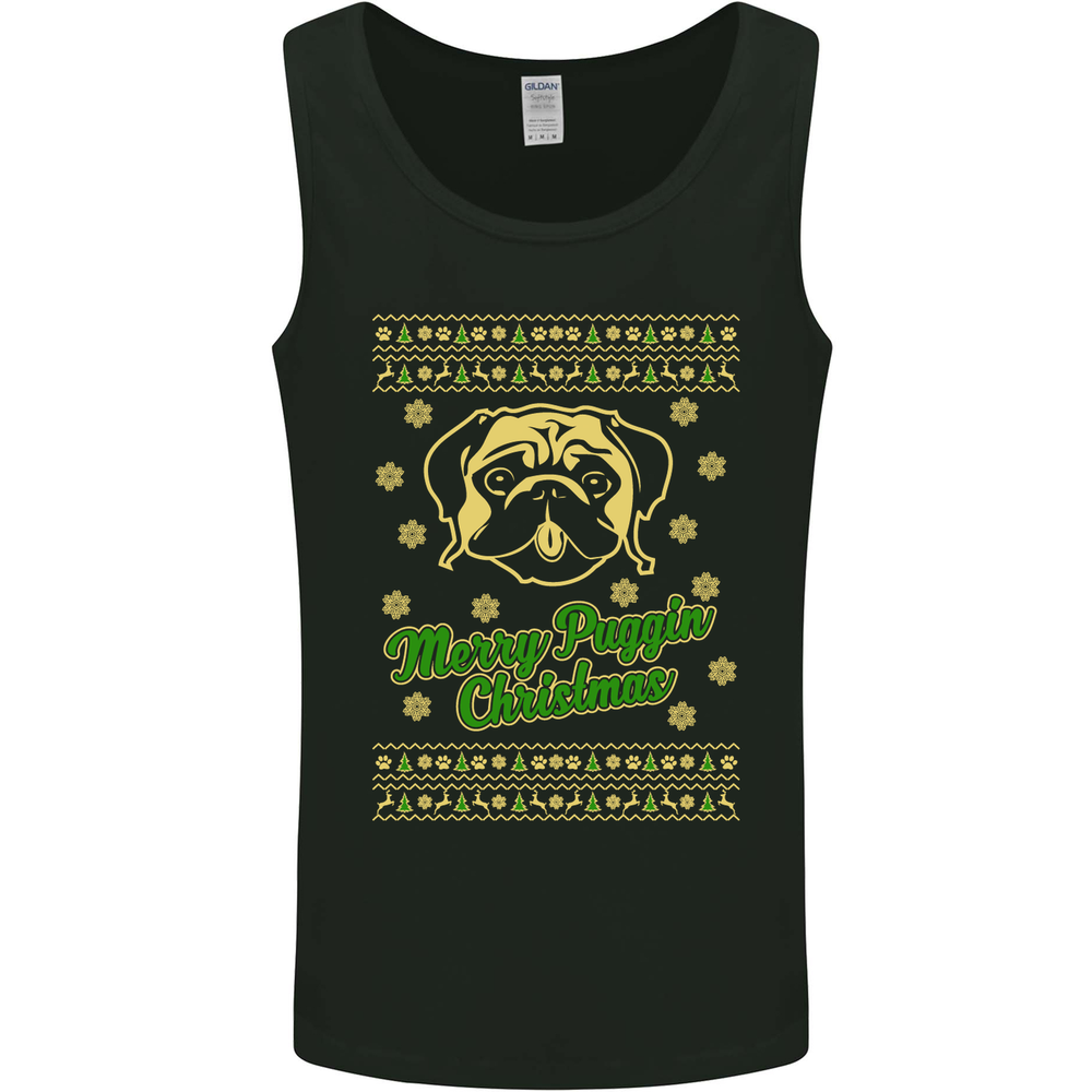 Merry Puggin Christmas Funny Pug Mens Vest Tank Top