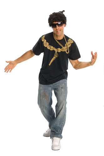 Black Mens Halloween Hip Hop Microphone Shirt