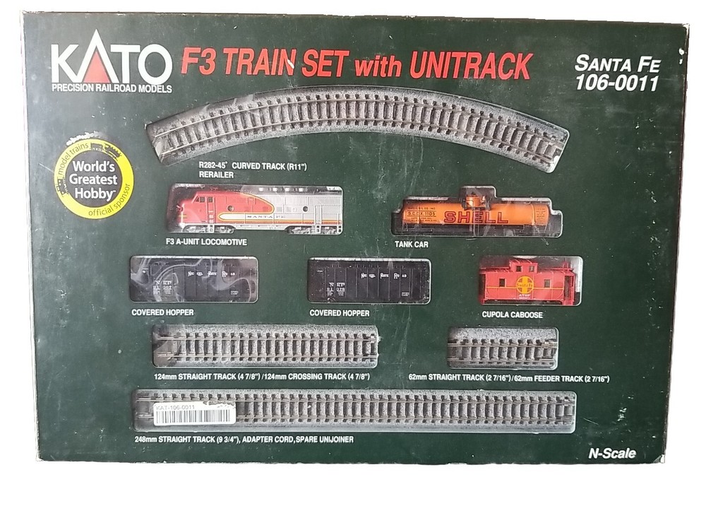 Kato 106-0011 N Scale Santa Fe F-3 Diesel Starter Train Set EX/Box