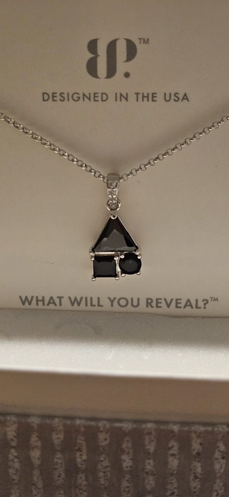 BP Sterling Club Necklace RBP7717 Black Onyx Cubic Zirconia .925 Sterling Silver