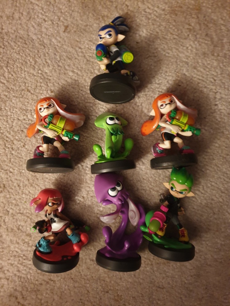 Splatoon 1 + 2 Amiibo Lot Of 7 Nintendo Inkling Boy Orange Girl Purple Squid